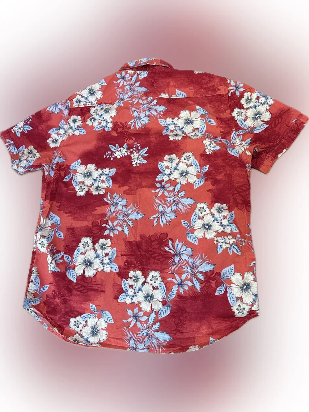 Men’s MBX Premium Goods Red Tropical Hibiscus Floral Hawaiian Shirt Size XL